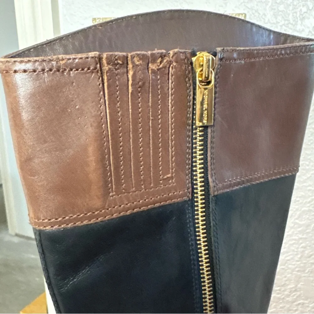 MICHAEL KORS 🌟 STOCKARD Knee-High Riding Boots (Women’s Size 7) Blk/Brown/Gold